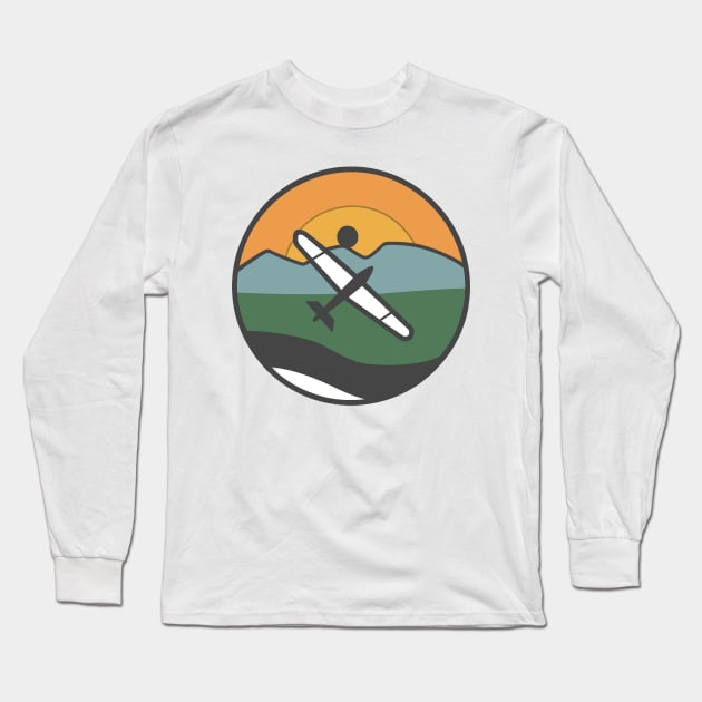 Glider Sailplane Biplane aerial floating soaring Long Sleeve T-Shirt by ThesePrints